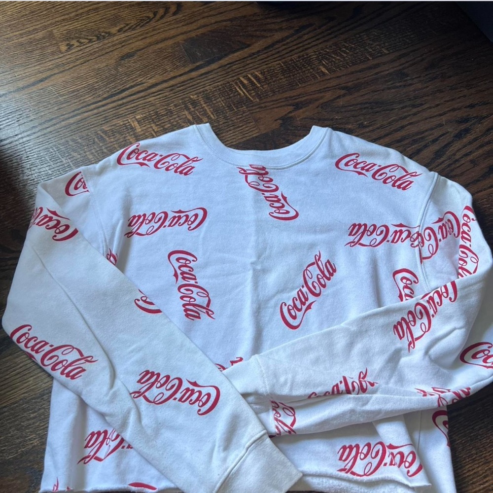 Coca-Cola Red Logo on White Sweatshirt